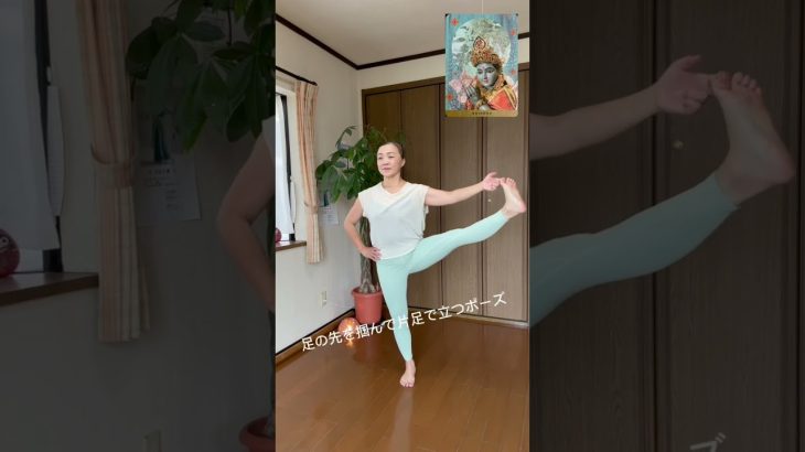 #足の先を持って片足で立つポーズ#クリシュナ#YOGAスタジオ瑠璃#若活るりこ